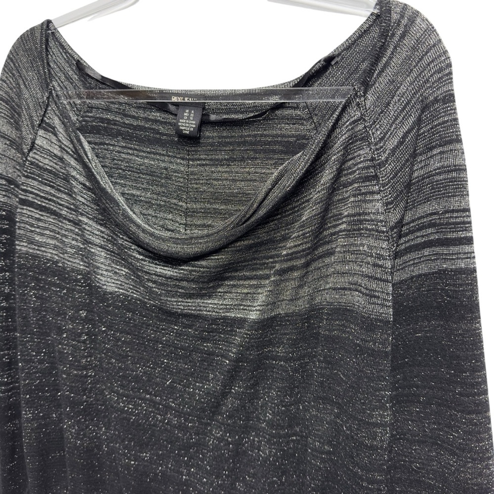 DKNY Jeans Cotton Shimmer Knit Drapey Cowl Neck Sweater - Picture 4 of 9